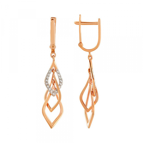 Золотые серьги с фианитом № 86032