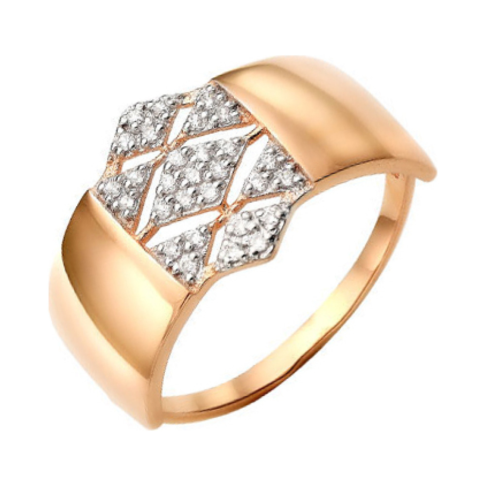 Золотое кольцо с фианитом № 142274