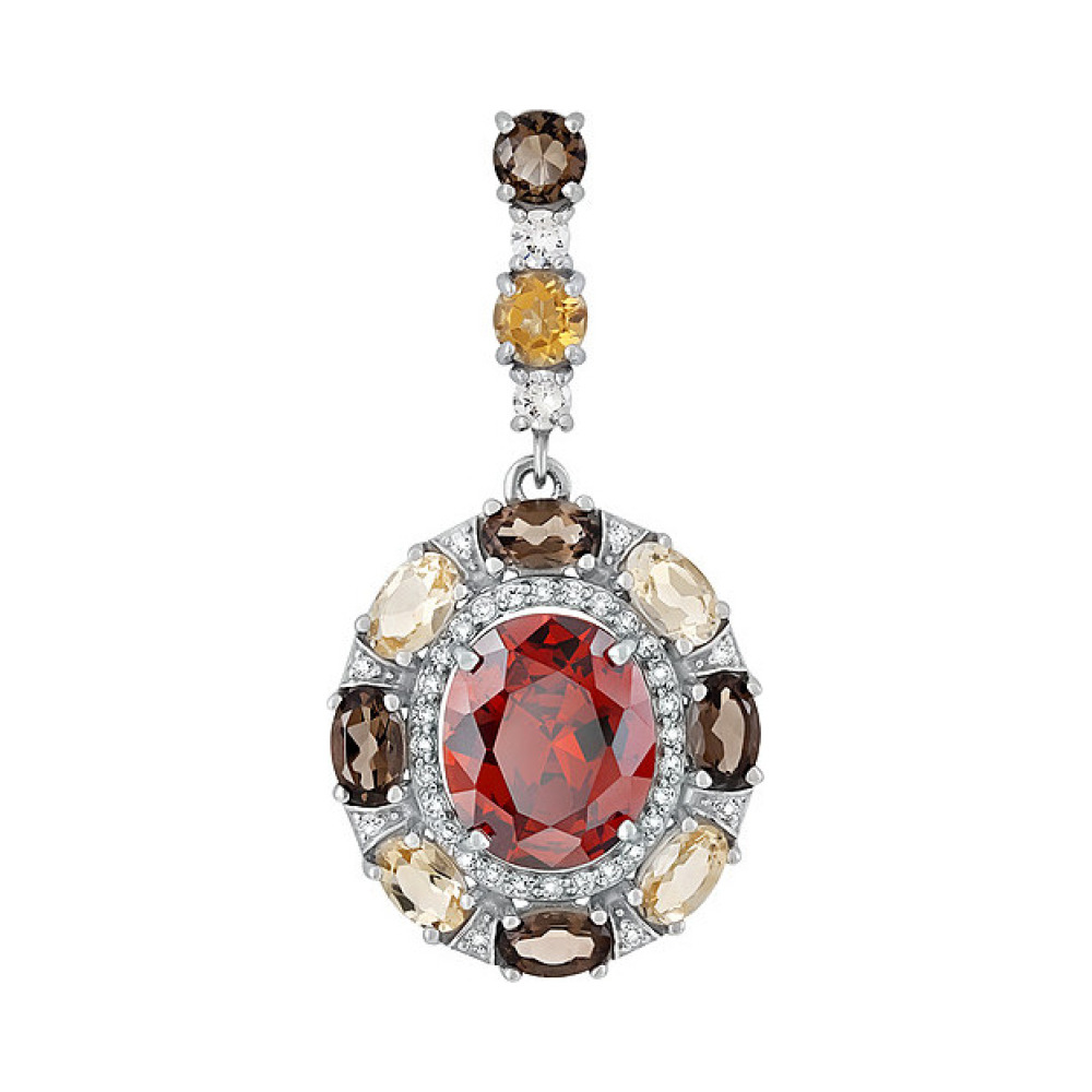 Серебряная подвеска с полудрагоценными вставками, алпанитом и фианитом № 133553