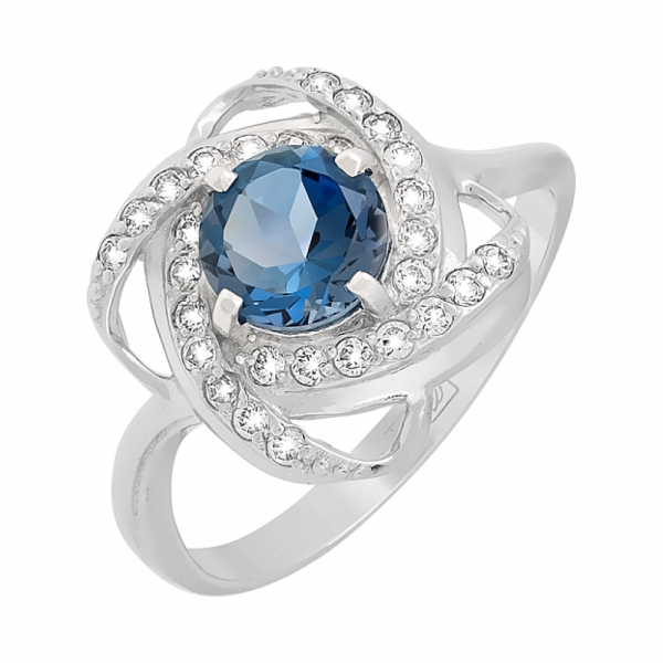 Золотое кольцо с топазом и фианитом № 118320