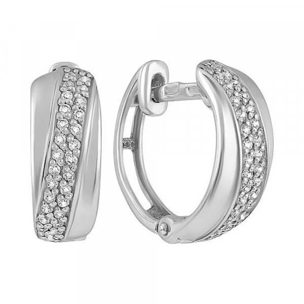 Серебряные серьги с фианитом № 133060