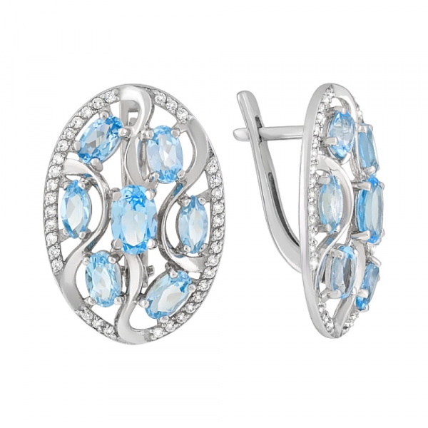 Золотые серьги с топазом и фианитом № 120468