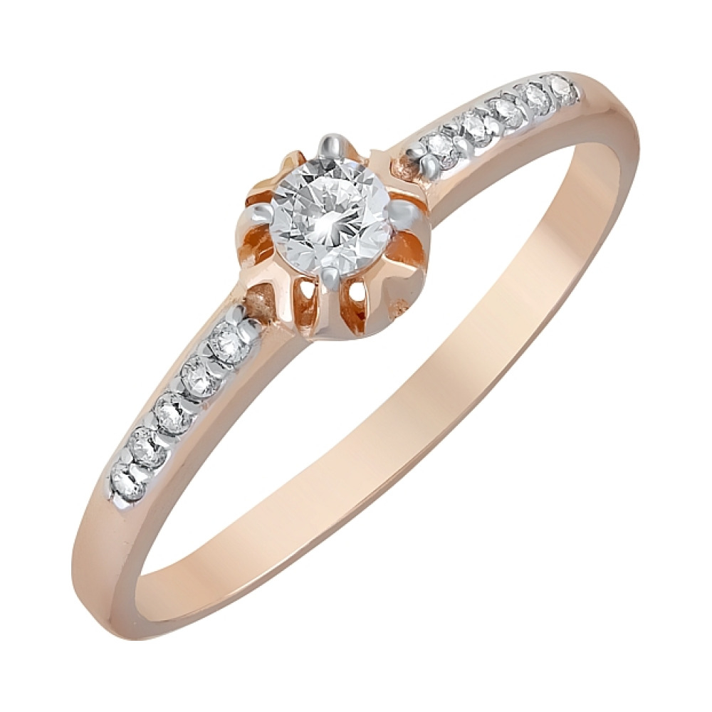 Золотое кольцо с фианитами № 120659