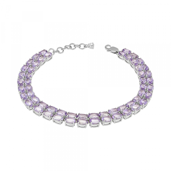 Серебряный браслет с аметистом и фианитом № 127939