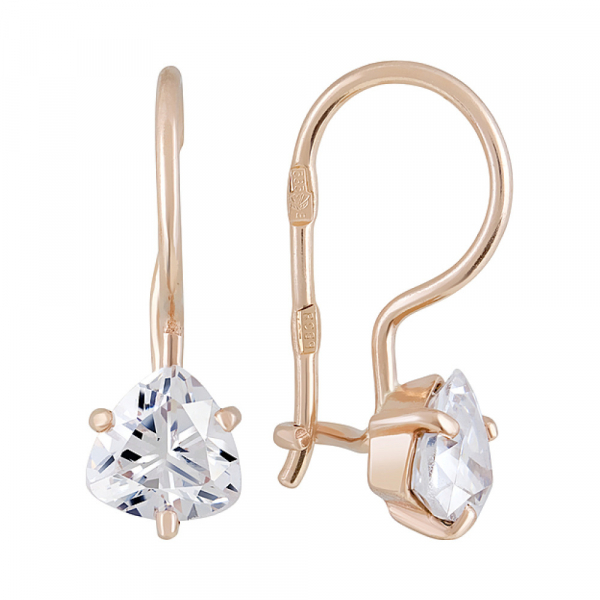 Золотые серьги с фианитами № 101536