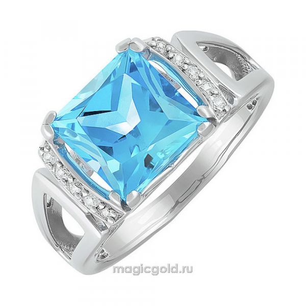 Серебряное кольцо с топазом и фианитом № 140103