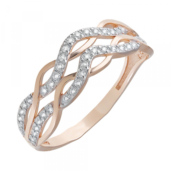 Золотое кольцо с фианитами № 126384