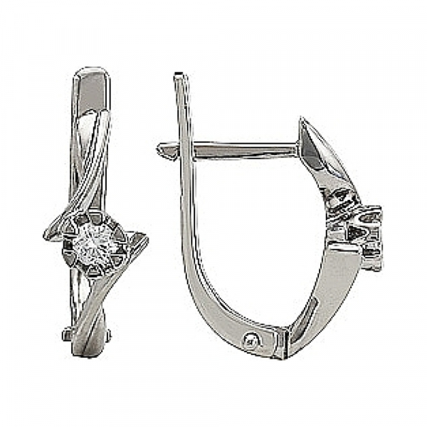 Золотые серьги с бриллиантом № 103610