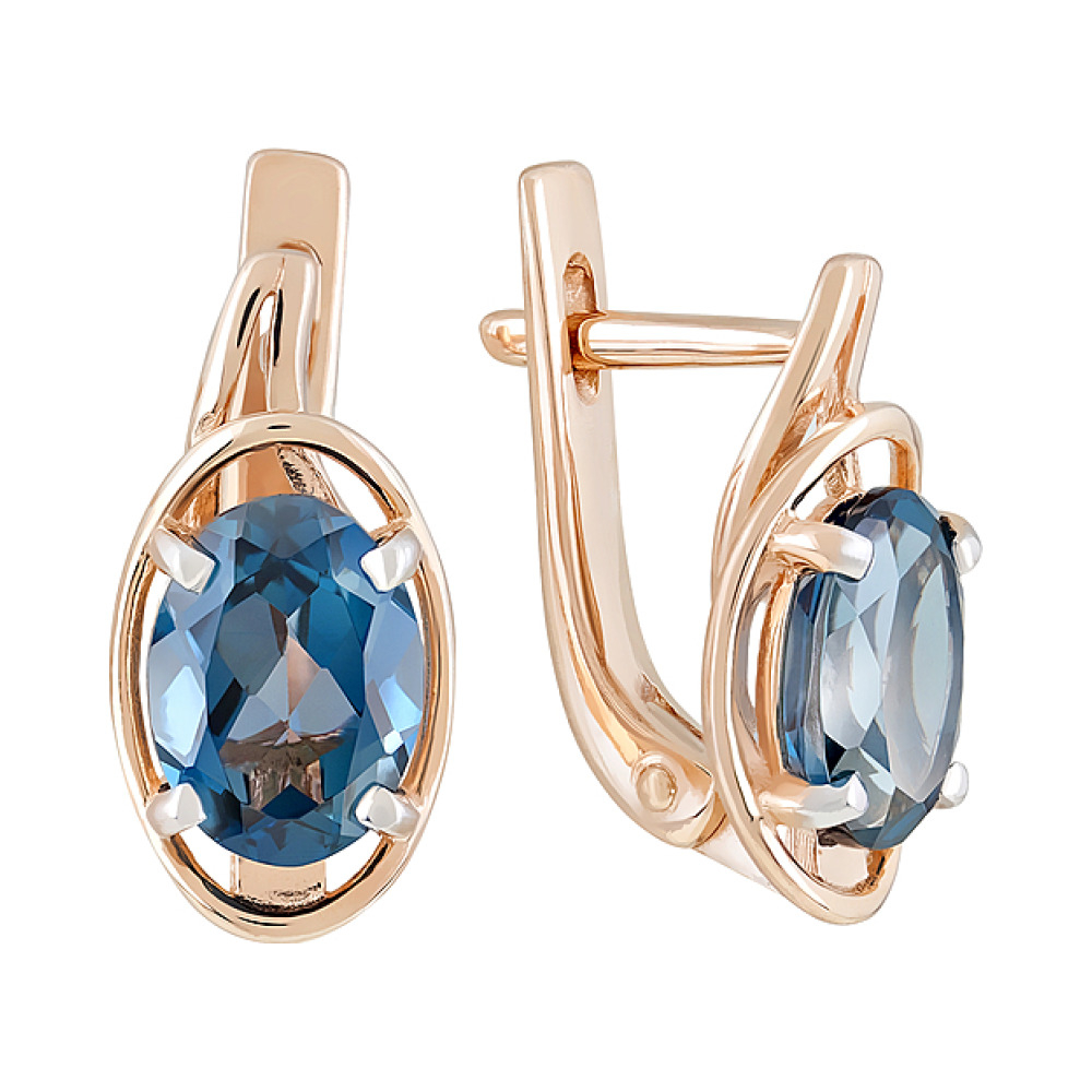 Золотые серьги с топазом № 112568