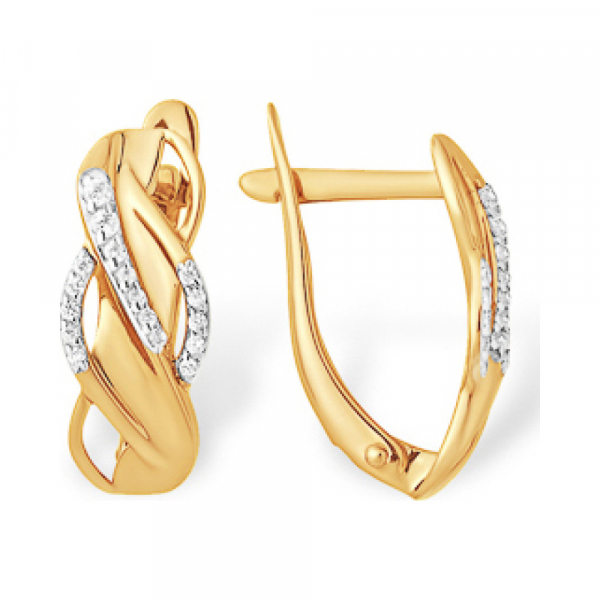 Золотые серьги с фианитом № 163213