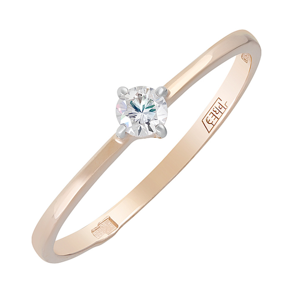 Золотое кольцо с фианитом № 129181