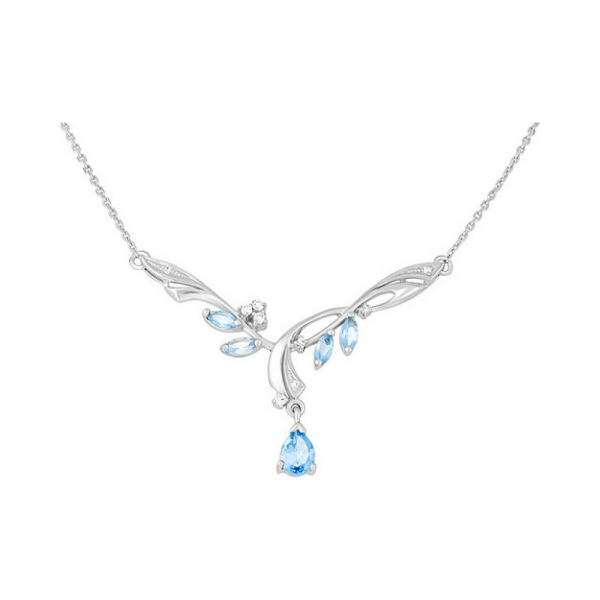 Серебряное колье с топазом и фианитом № 123916