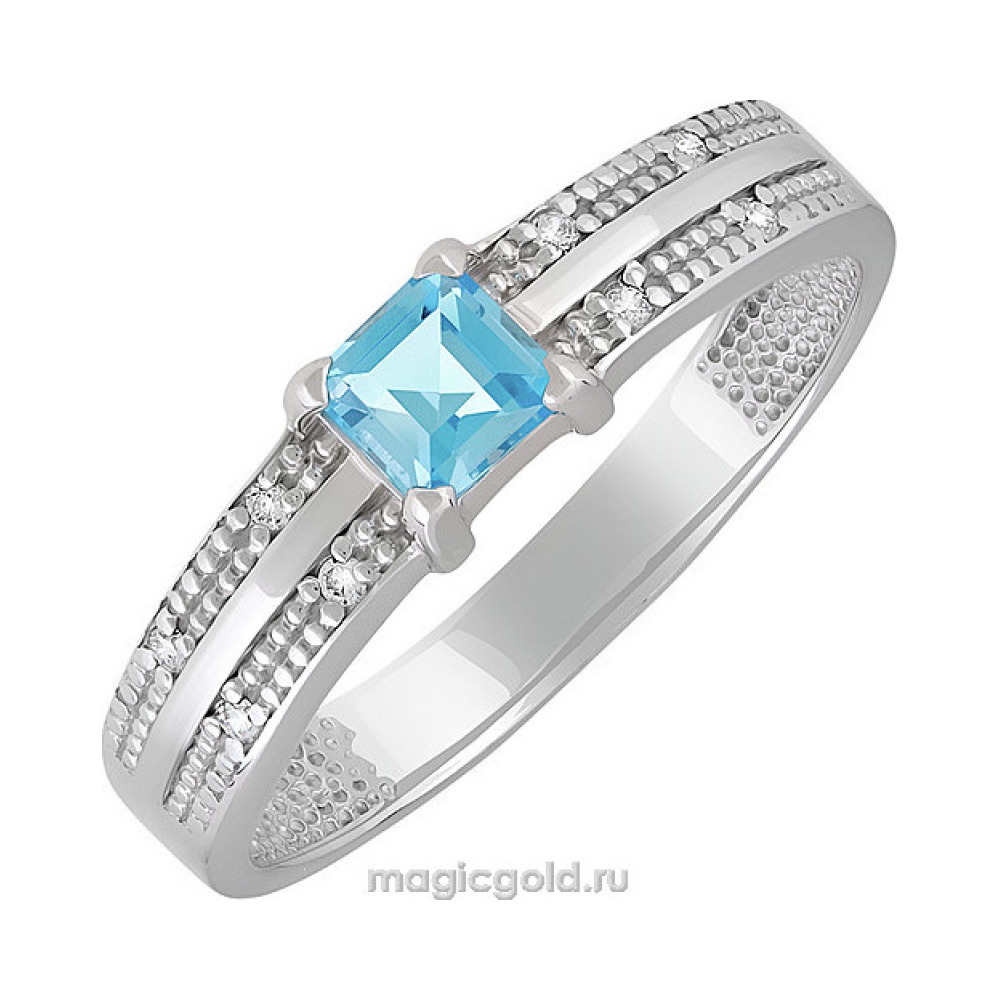 Серебряное кольцо с топазом и фианитом № 136535