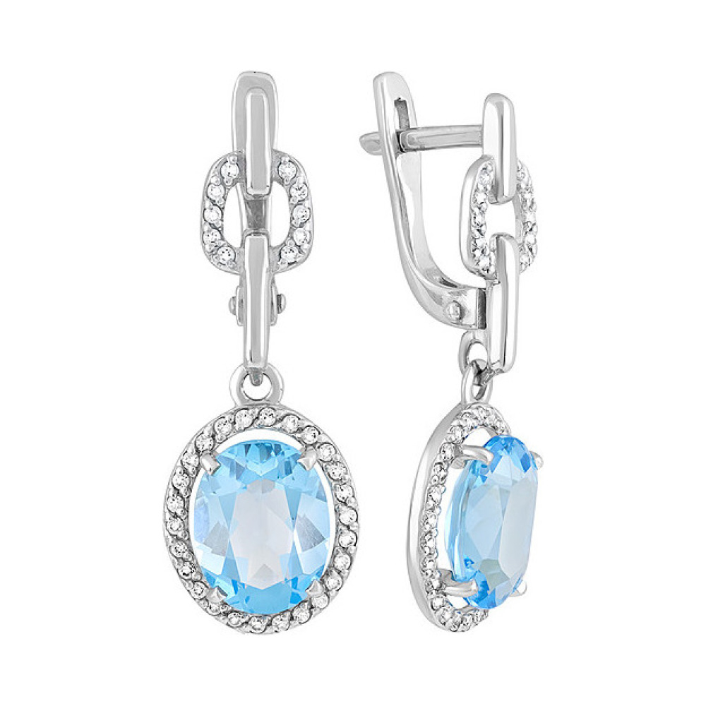 Золотые серьги с топазом и фианитом № 127559