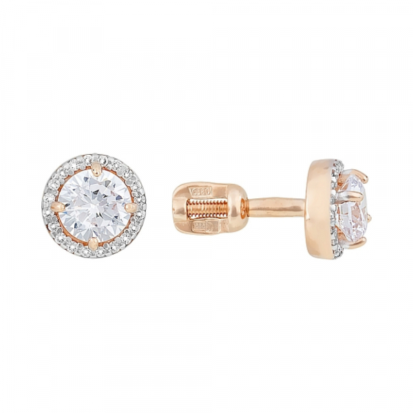 Золотые серьги с фианитами № 107588