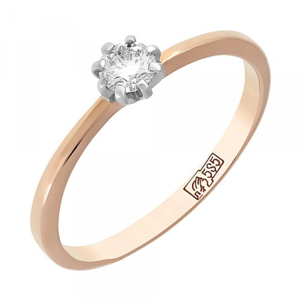 Золотое кольцо с бриллиантом № 110881