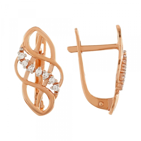 Золотые серьги с фианитом № 103506