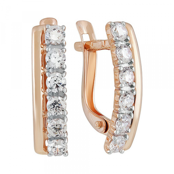 Золотые серьги с фианитом № 136929