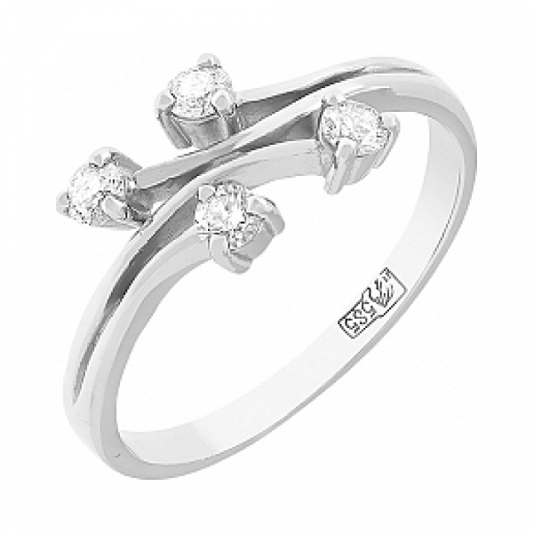 Золотое кольцо с бриллиантом № 113675