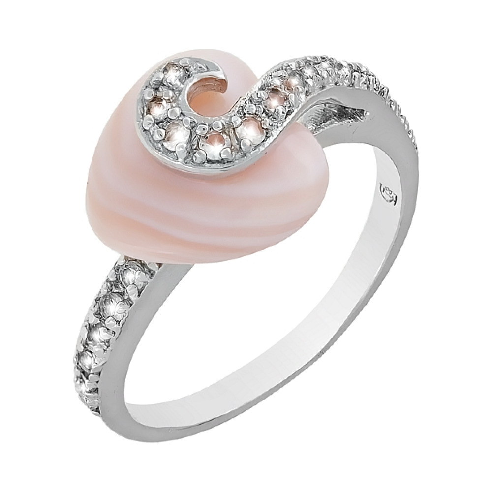 Серебряное кольцо с топазом и перламутром № 30928