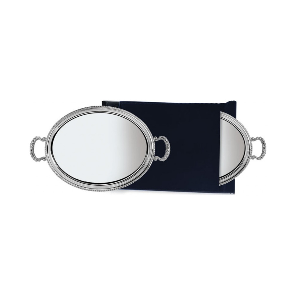 Серебряный поднос овальный с ручками «S.Marco» 30х37