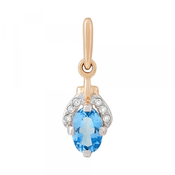 Золотая подвеска с топазом и фианитом № 95921