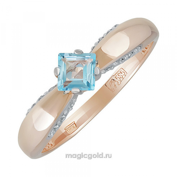Золотое кольцо с топазом и фианитом № 139722