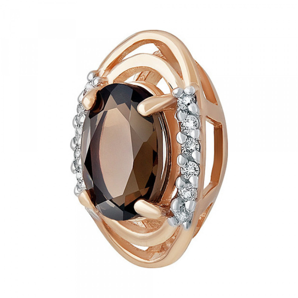 Золотая подвеска с раухтопазом и фианитом № 135116