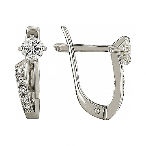 Золотые серьги с бриллиантом № 108872