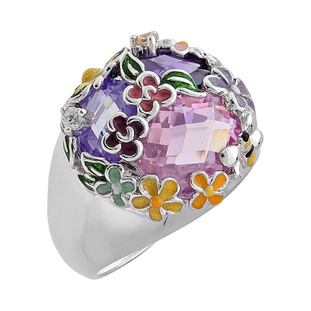 Серебряное кольцо с фианитом № 108577