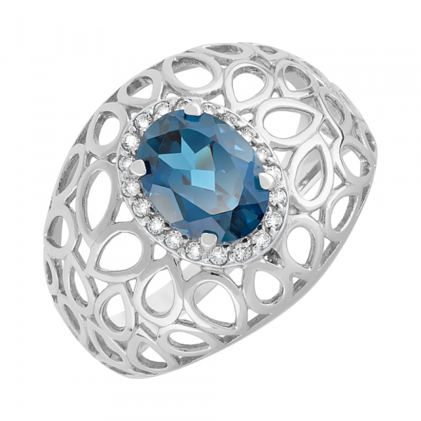 Золотое кольцо с топазом и фианитом № 119950