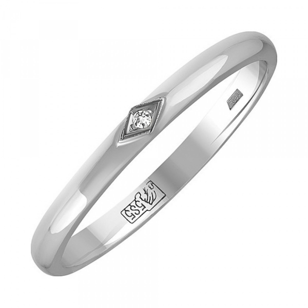 Золотое кольцо с бриллиантом обручальное № 40699