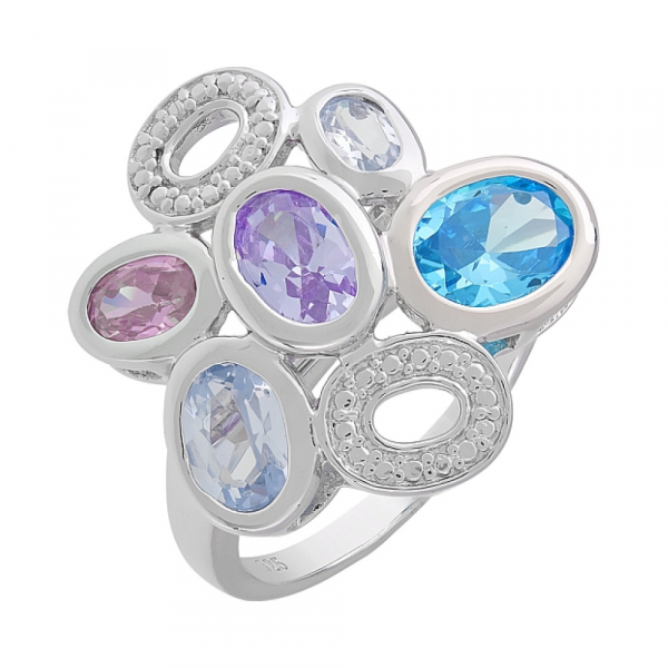 Серебряное кольцо с имитац. шпинели и фианитом № 108588