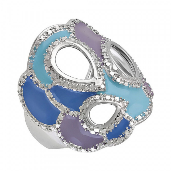 Серебряное кольцо с фианитом и эмалью № 120832