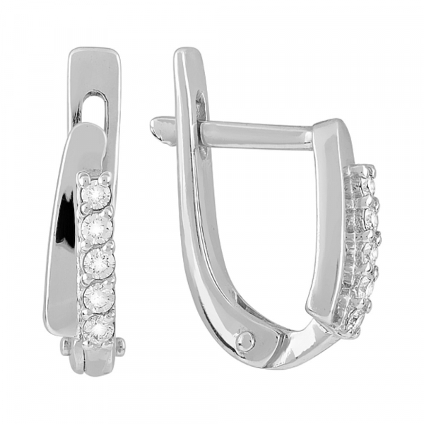 Золотые серьги с бриллиантом № 75570