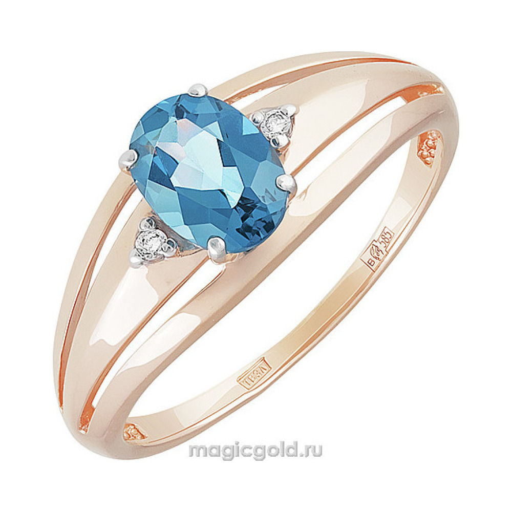 Золотое кольцо с топазом и фианитом № 142128