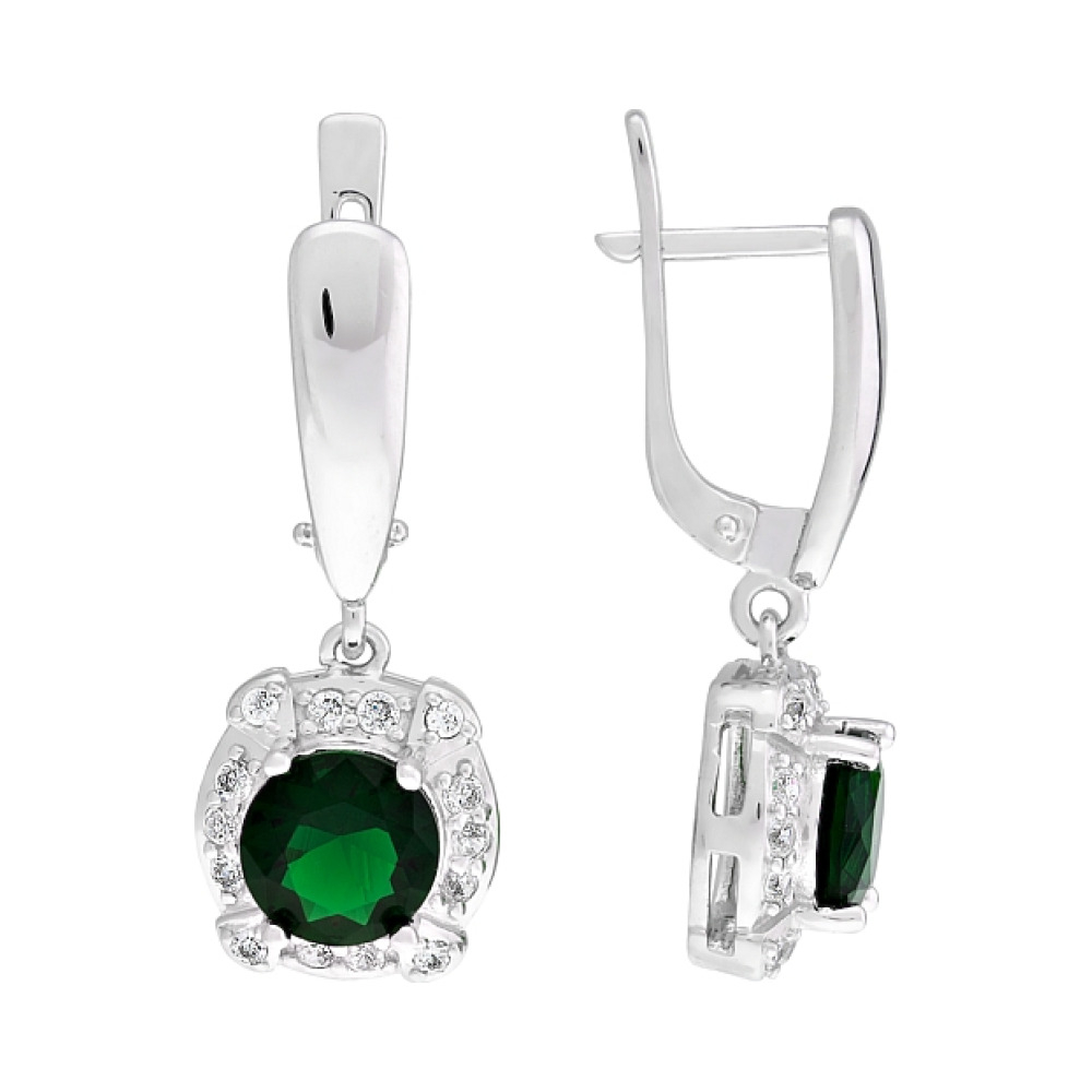 Серебряные серьги с фианитами № 108394