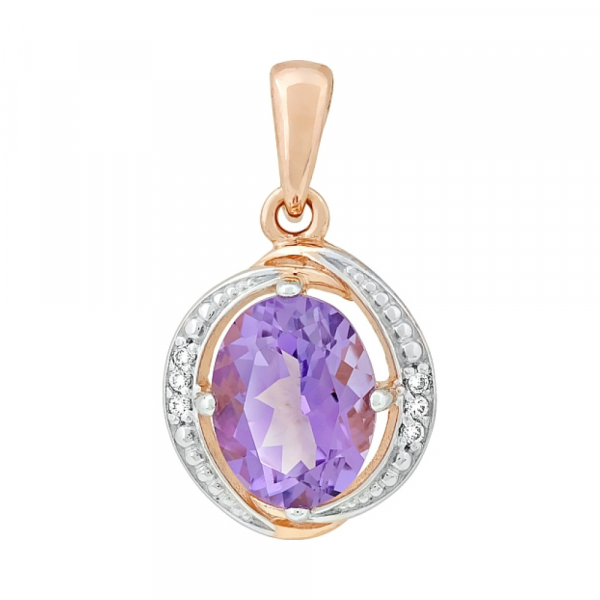 Золотая подвеска с аметистом и фианитом № 117559