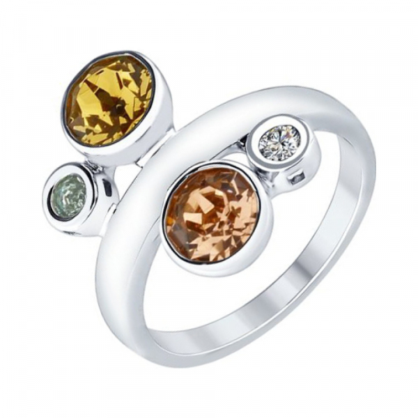 Серебряное кольцо с кристаллом swarovski № 159923
