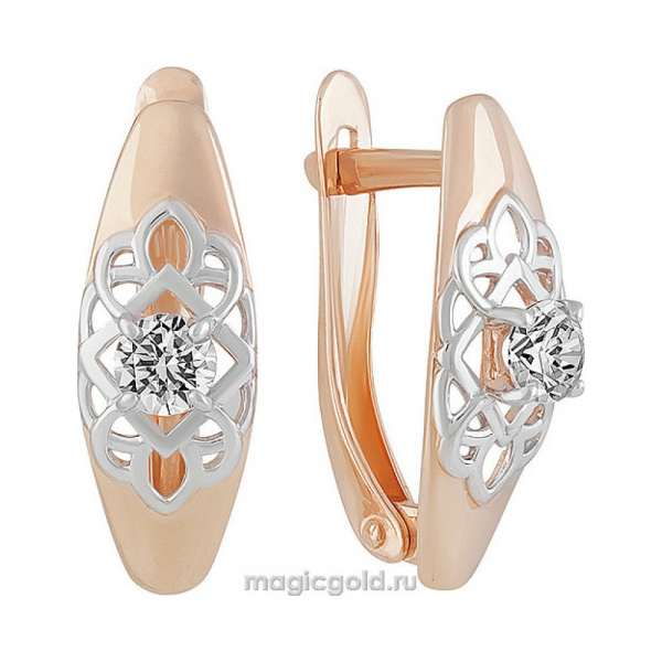 Золотые серьги с кристаллом swarovski № 160257