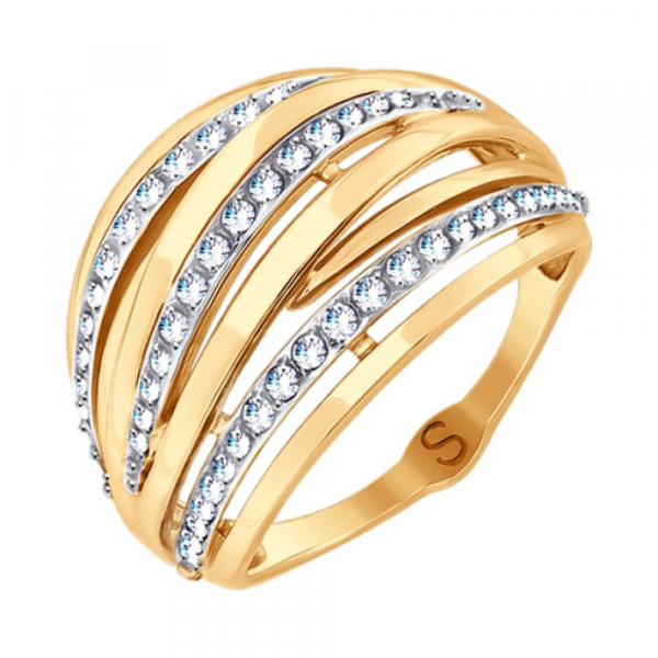 Золотое кольцо с фианитом № 162819