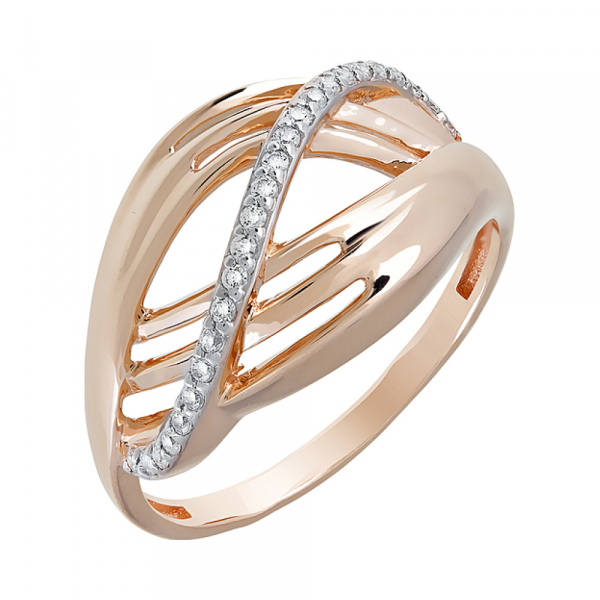 Золотое кольцо с фианитами № 123928