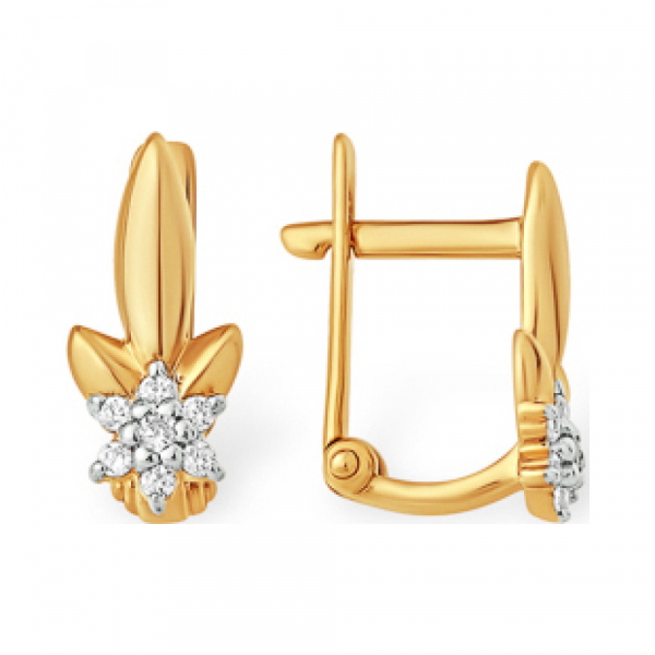 Золотые серьги с фианитом № 163226