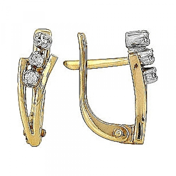 Золотые серьги с бриллиантом № 72659