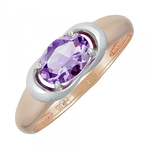 Золотое кольцо с аметистом № 137836