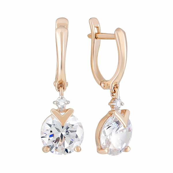 Золотые серьги с фианитом № 127595