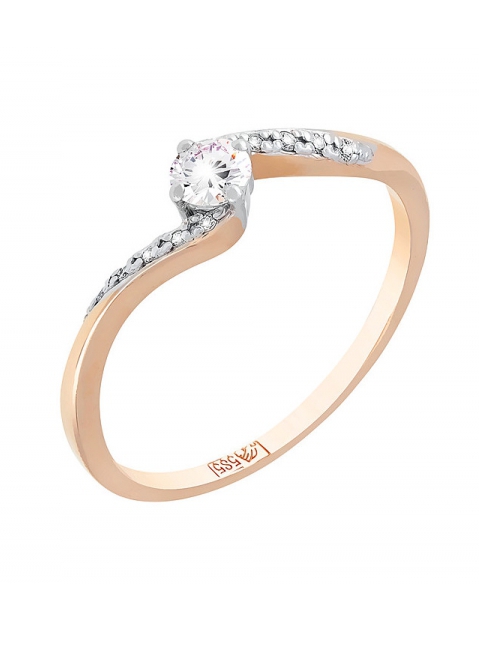 Золотое кольцо с бриллиантом № 117629