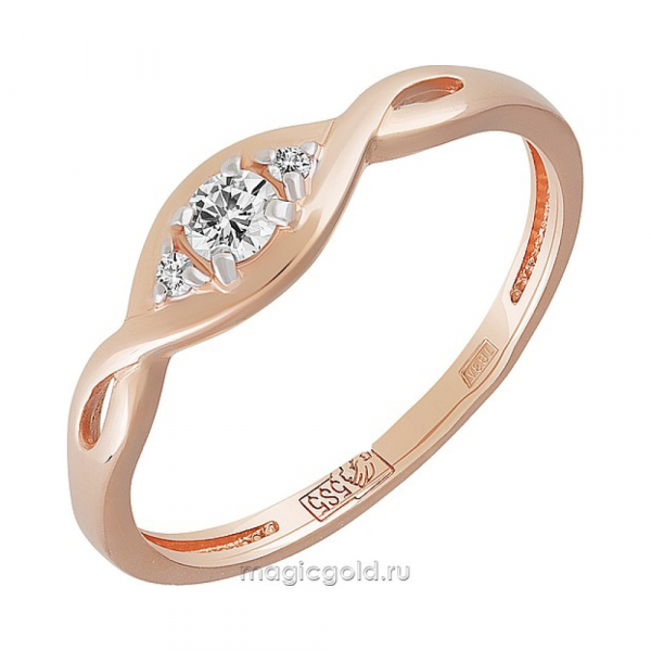 Золотое кольцо с бриллиантом № 162520