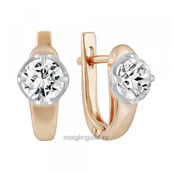 Золотые серьги с фианитом № 139162