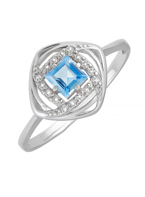 Серебряное кольцо с топазом и фианитом № 132054